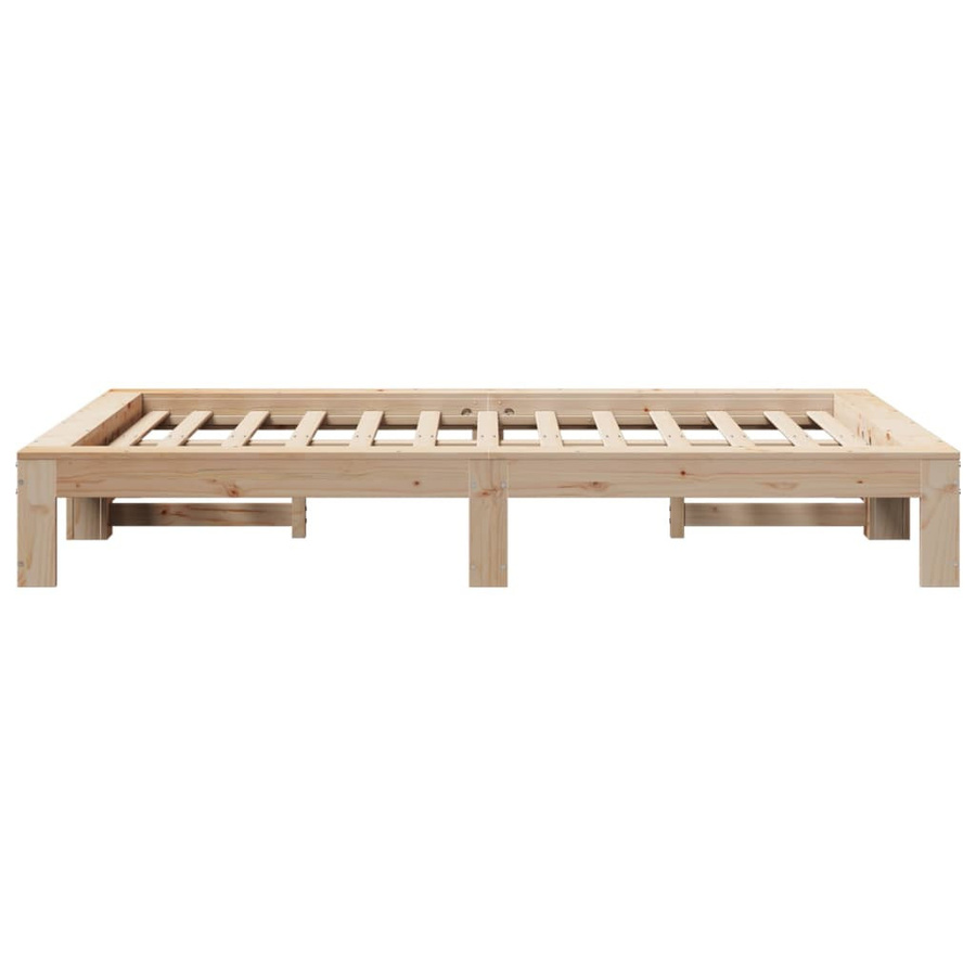vidaXL Massivholzbett aus Kiefernholz in Natur, rustikales Bett ohne Matratze, B/T/H: 120 x 190 x 31,5 cm - Bild 3