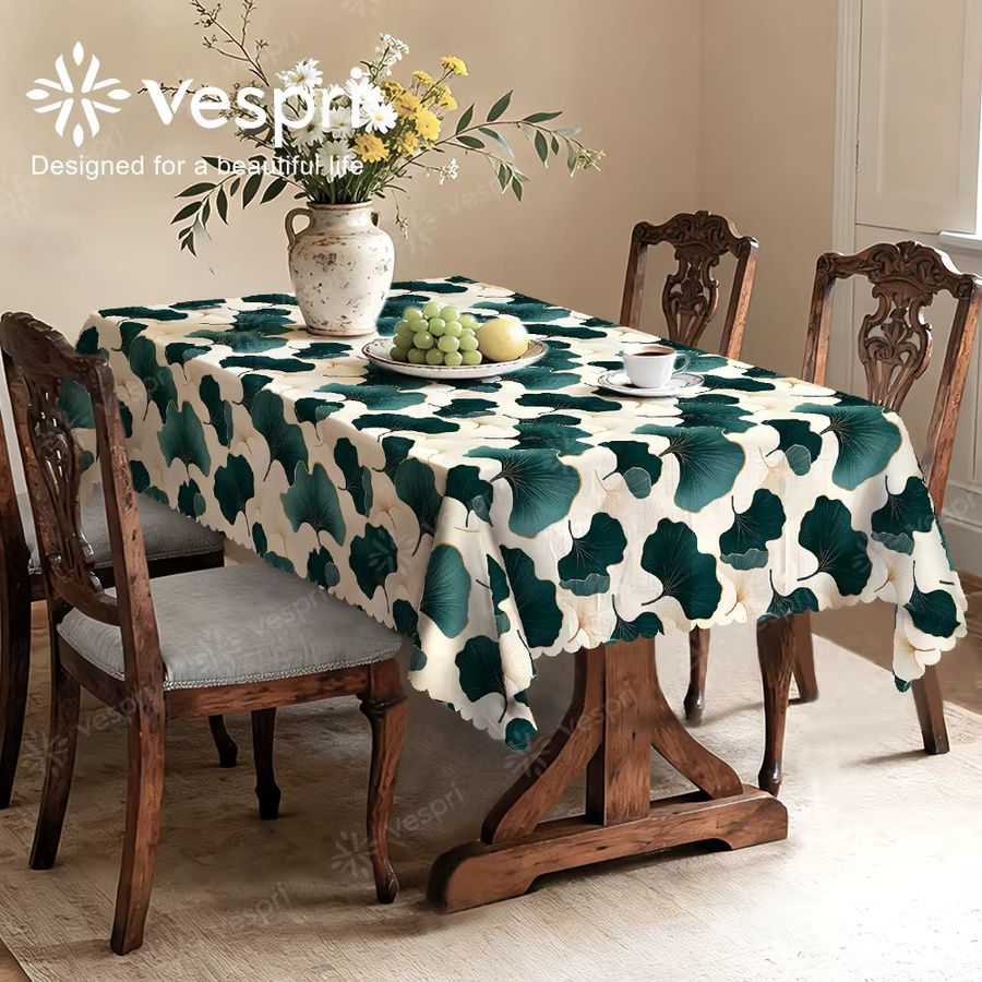 Vespri Frühlingstischdecke mit Blumenmuster in Grün und Weiß - Bild 5