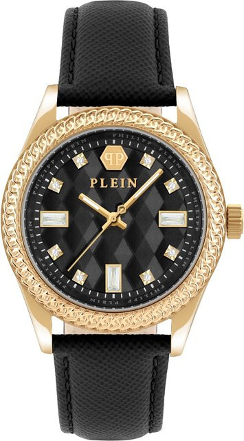 Philipp Plein Damenuhr, Quarz, Edelstahl, 38 mm, Leder, Schwarz, 5 ATM - Bild 1