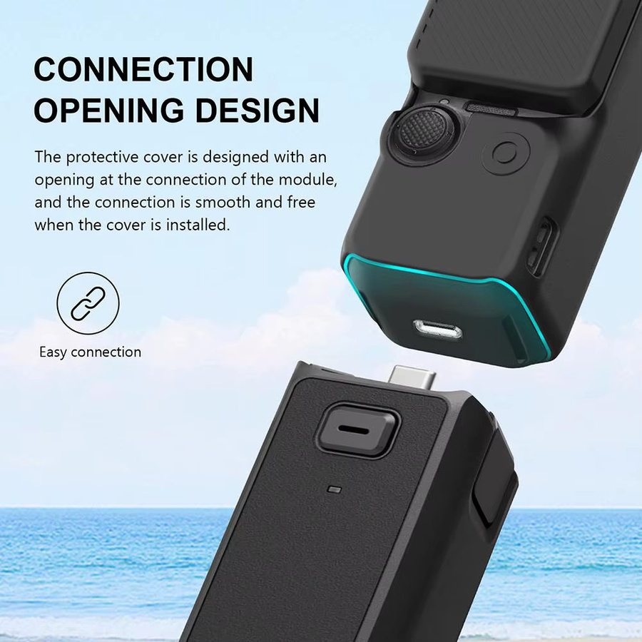 DJI Pocket 4 2-in-1 Schutzset in Schwarz mit Silikon-Schutzhülle und Schutzfolie aus gehärtetem Glas - Bild 4