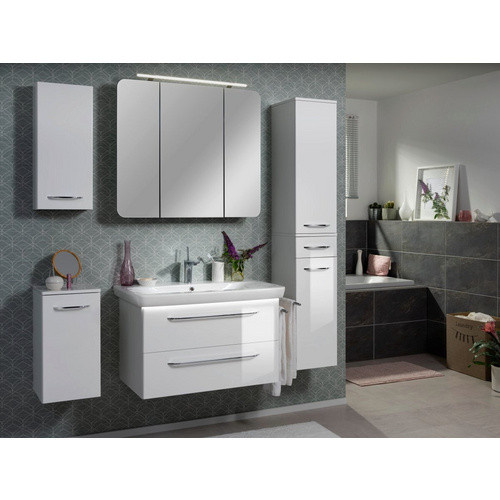 Fackelmann Spiegelschrank MILANO mit LED-Beleuchtung und Softclose-Türen, Grau/Weiß, B/H/T: 89,9 x 78 x 15,8 cm - Bild 4