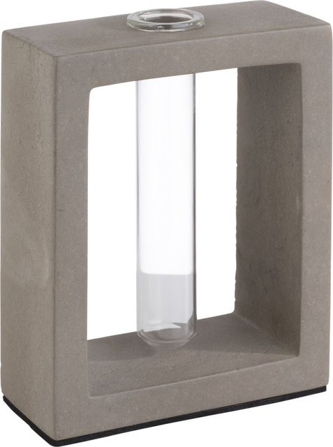 APS Vase ELEMENT in Grau aus Beton und Glas, rechteckig, inkl. 2 Ersatzgläsern, L x B x H: 10 x 4,5 x 12,5 cm - Bild 1
