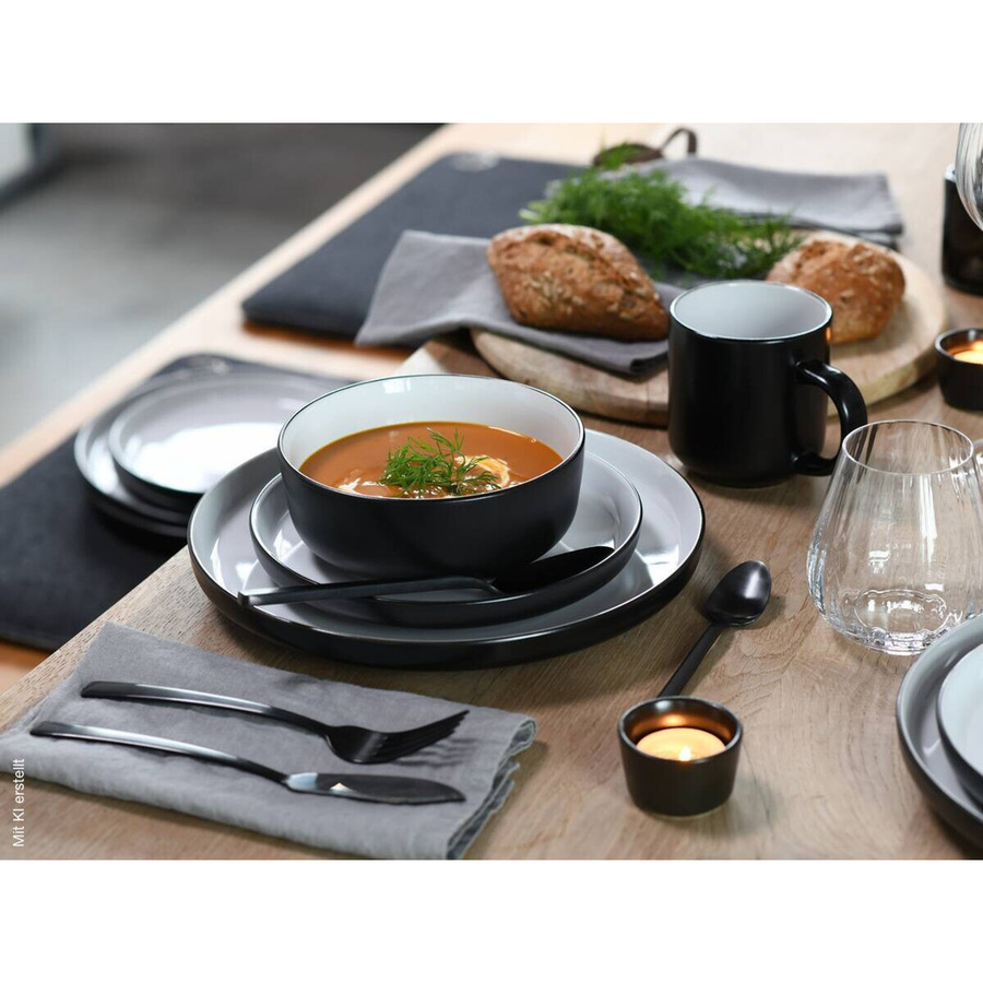 CreaTable Kombiservice Nordic 16-teilig aus Steinzeug in Schwarz und Weiß - Bild 3