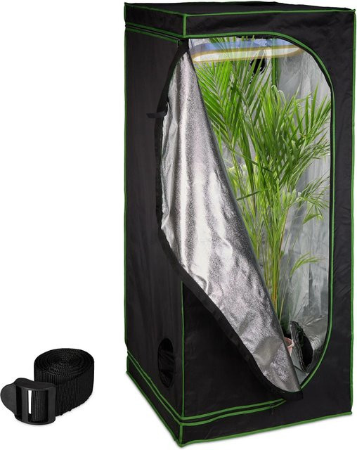 Relaxdays Growzelt aus Polyester und Stahl in Schwarz, lichtdicht, B/T/H: 80 x 80 x 180 cm - Bild 1