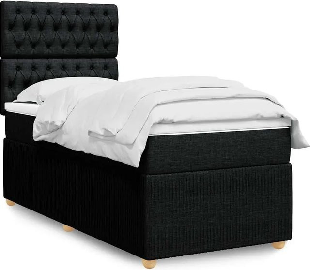 vidaXL Hybrid-Boxspringbett mit Matratze und USB-Anschluss in Schwarz, B/T/H: 90 x 190 x 150,5 cm - Bild 1