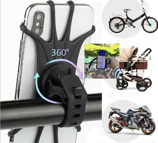 BRYNTHORX Universelle Silikon-Handyhalterung für Motorrad und Fahrrad mit 360-Grad-Drehfunktion, Schwarz - Bild 2