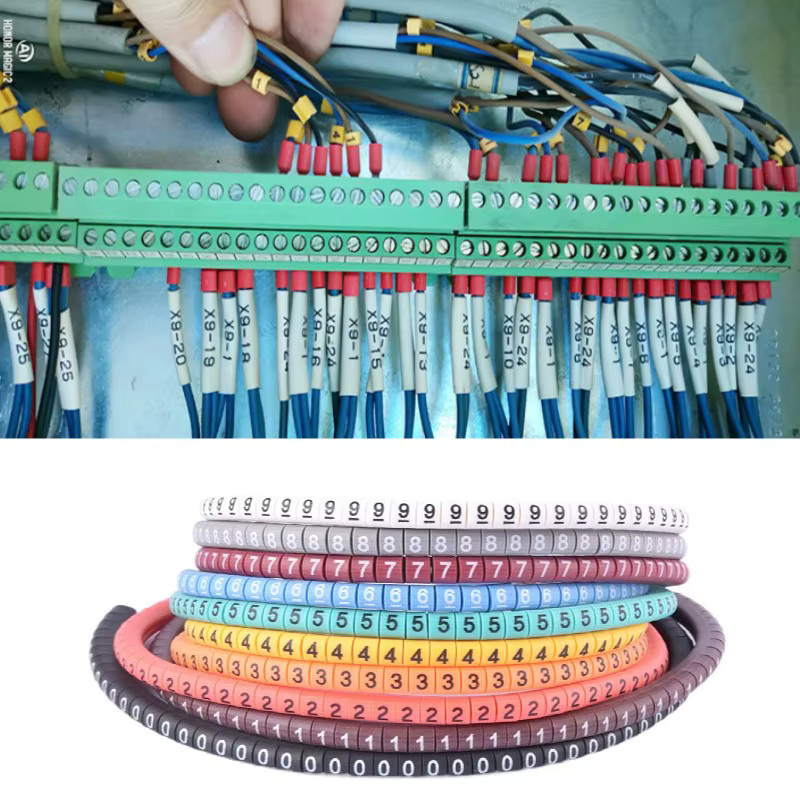 Kabelmarkierer EC-0 EC-1 Set mit 500 farbigen Markierungsnummern 0 bis 9 aus PVC für 2,5 mm² Isolierung - Bild 2