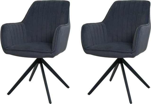CHEFGASTRO Esszimmerstuhl 2er-Set Anthrazit mit Auto-Return Funktion, drehbar, Stoff/Textil, H x B x T: 87 x 58 x 55 cm, Sitzhöhe: 46 cm - Bild 1