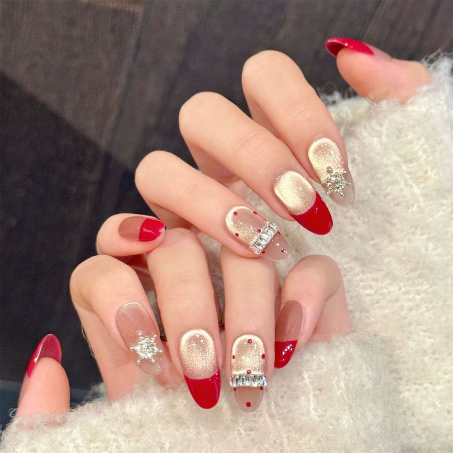 YADORNOS Künstliche Nägel, Champagner-Strass, Glänzend, 10 Stück - Bild 2