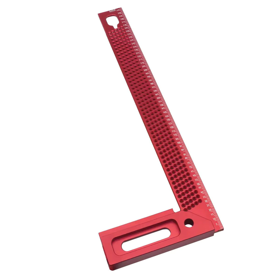 GDART Aluminium Gehrungsquadrat T-Typ Scribe in Rot, 300 mm Winkelmesser für Holzbearbeitung mit 45/90 Grad Markierungslehre - Bild 2