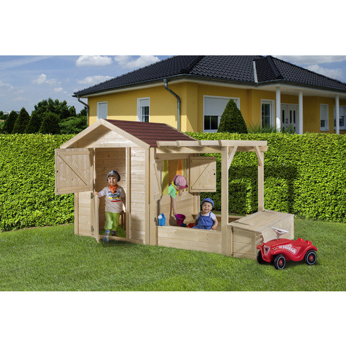 Weka Spielhaus Tabaluga Drachenhöhle aus Holz in Natur und Beige, B/H/T: 286 x 154 x 153 cm - Bild 3