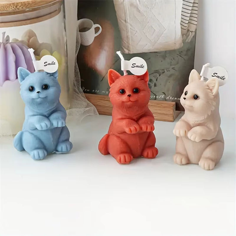 3D Mini Kätzchen Silikon Kerzenform für duftende Kerzen und Polymer Clay, mehrfarbig - Bild 2