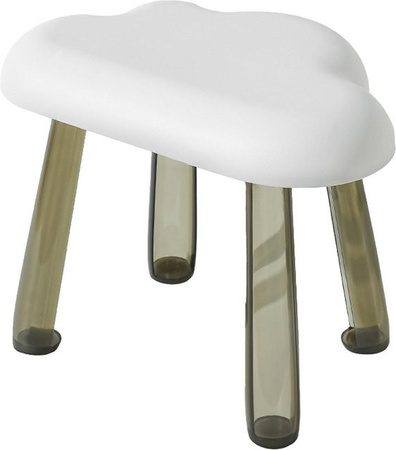 Kinderhocker in Wolkenform von OutsideWorld in Weiß mit transparenten Beinen aus Kunststoff