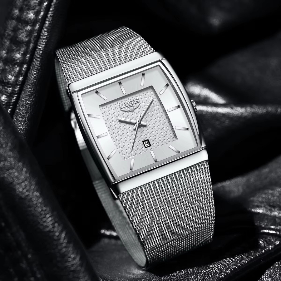 LIGE Armbanduhr, Quarz, Edelstahl, Silber, Herren, Datumsanzeige - Bild 3