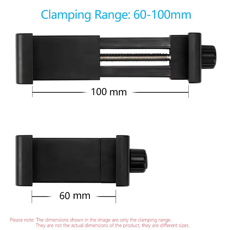 EXSKOF Universelle 360 Grad drehbare Stativhalterung mit Handy-Clip und 1/4-Zoll-Schraubhalterung in Schwarz für iPhone und Samsung Galaxy - Bild 4