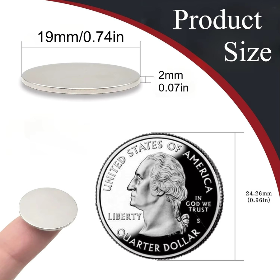 U-POLEMAG Kühlschrank-Rundmagnet aus Metall für Haftnotizen und DIY-Projekte, Durchmesser: 19 mm bis 20 mm, Dicke: 2 mm - Bild 2