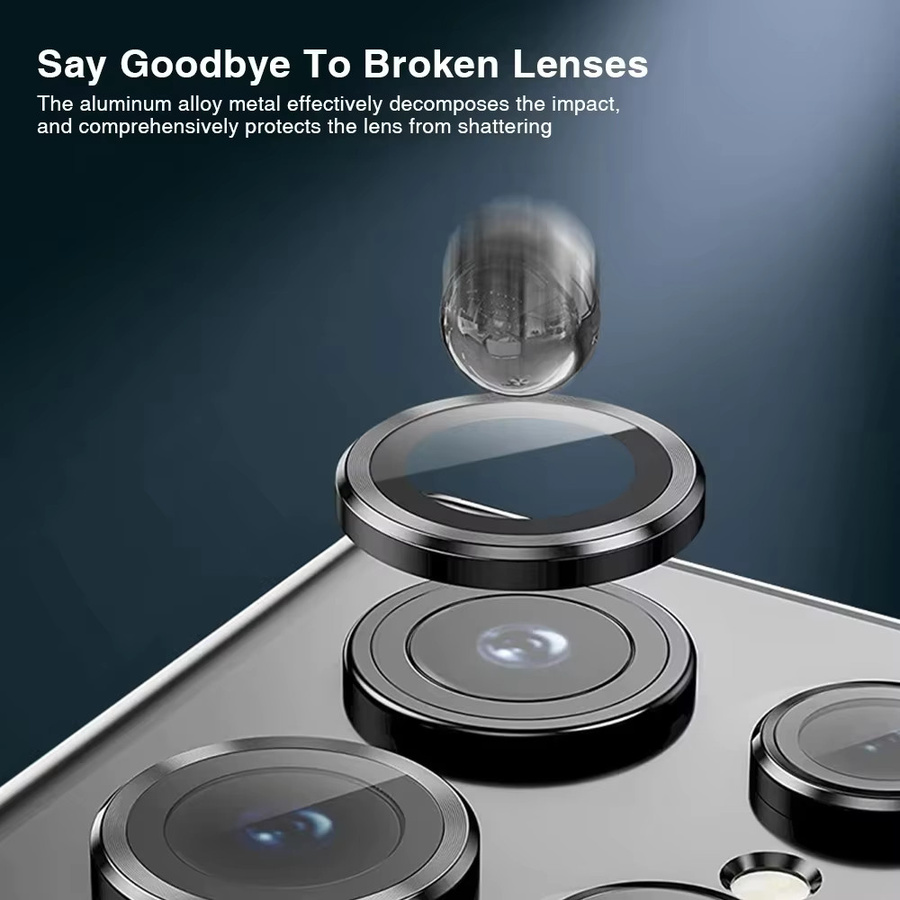 Samsung Galaxy S26 Ultra S26 Plus S25 Ultra Kameraobjektivschutz aus gehärtetem Glas mit Metallrahmen in Schwarz - Bild 3