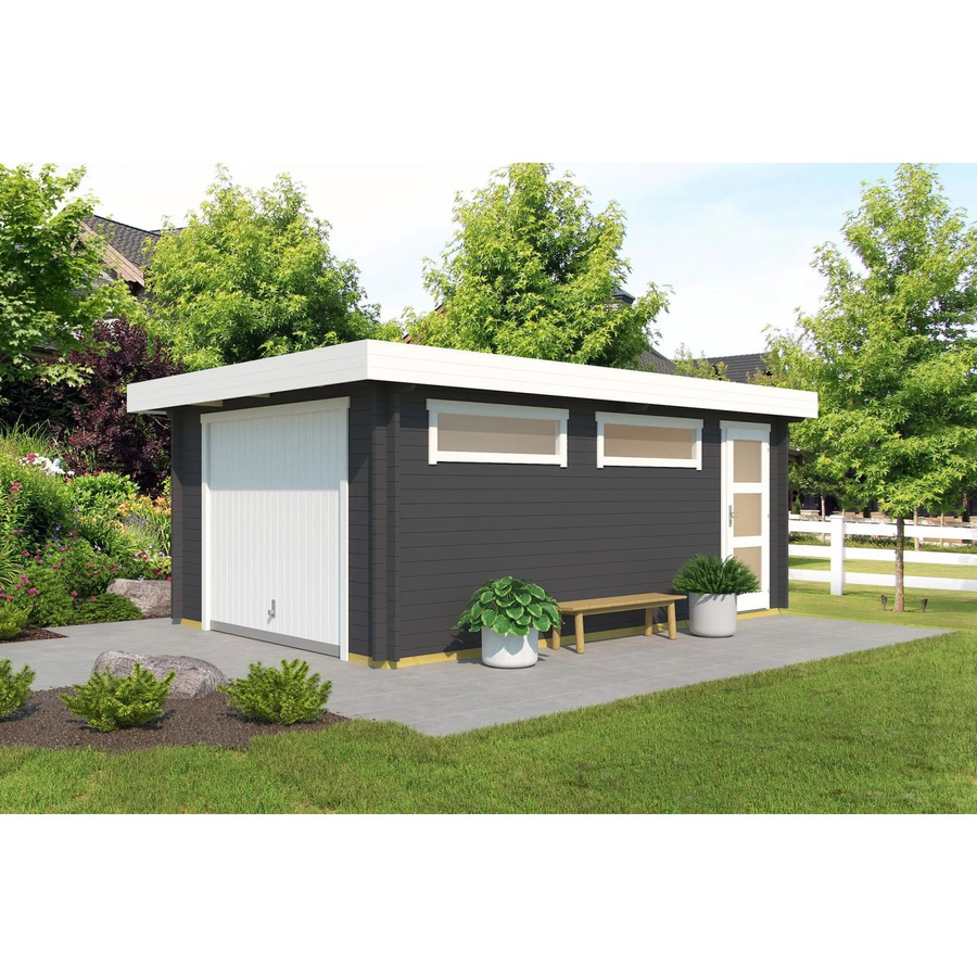 Lasita Blockgarage Canberra Set mit Schwingtor in Carbongrau, B/T: 422,7 x 600 cm - Bild 3
