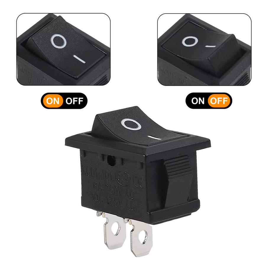 AOKIN 10 Stück Snap-in Boot Wippschalter SPST ON-OFF 2 Pin Schwarz - Bild 3
