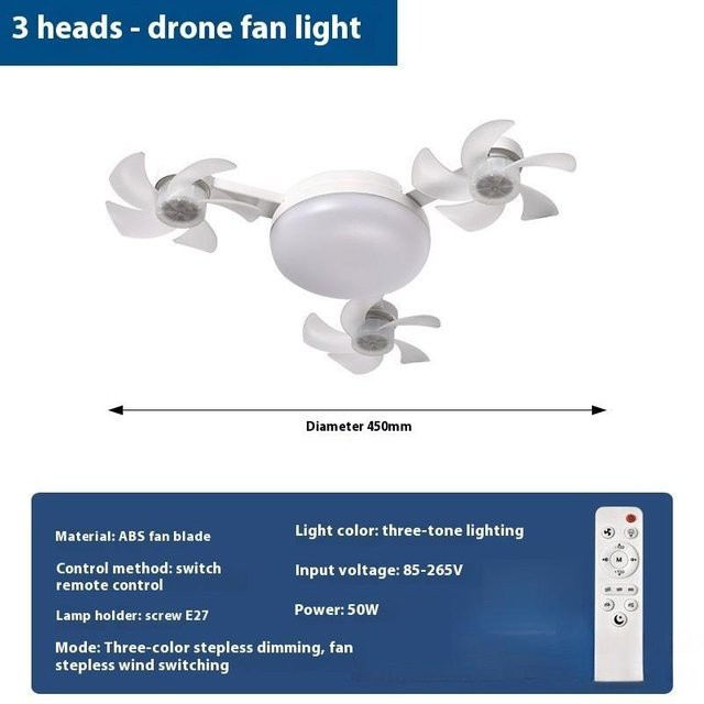 Decor Dream Deckenventilator mit LED-Beleuchtung und Fernbedienung, dimmbar, Weiß, 50W, E27 Fassung - Bild 1