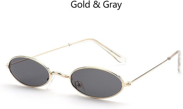 Sonnenbrille Retro Kleine Ovale, Metall, Gold, Unisex, Vollrand - Bild 1