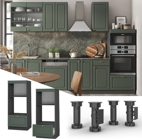 Vicco Mikrowellenschrank Fame-Line Landhaus in Anthrazit und Grün mit Gold-Akzenten, Breite: 60 cm