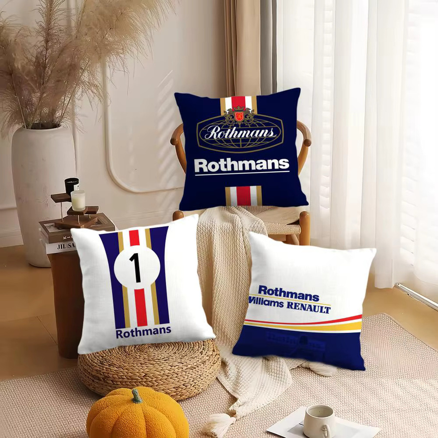 R-Rothmans Kissenbezug aus Plüsch mit Grafik-Print in Weiß und Blau, quadratisch, Breite: 30 cm, Höhe: 30 cm - Bild 2