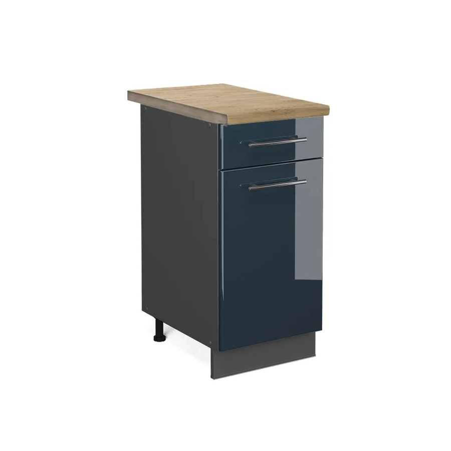 Vicco Küchenunterschrank Fame-Line Dunkelblau Hochglanz Anthrazit Eiche Breite: 40 cm - Bild 2