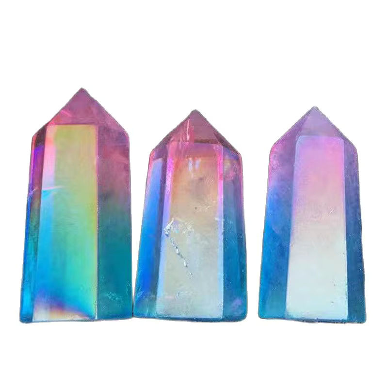 Sisterstone Aura Quarz Turm mit Punkt-Design in Rosa und Blau als dekorativer Heilstein - Bild 6