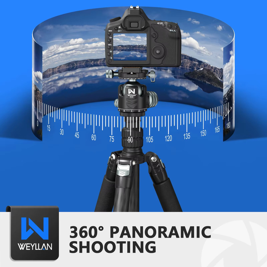 WEYLLAN RH44 Doppelter Panorama-Kugelkopf in Schwarz, CNC-gefertigt, 44 mm, für Stativ und Einbeinstativ mit einer maximalen Traglast von 25 kg - Bild 5