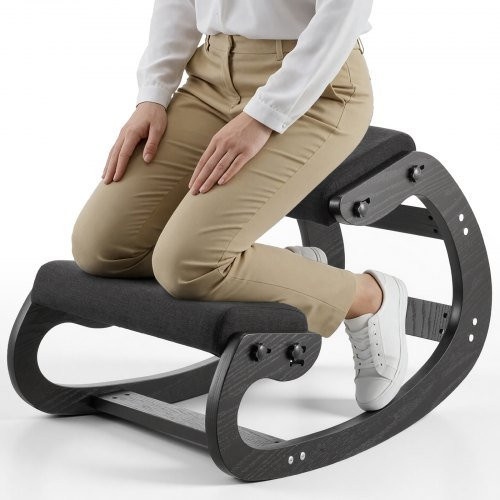 VEVOR Ergonomischer Kniestuhl mit Massivholzrahmen und dicken Schaumstoffpolstern, Höhenverstellbarer Hocker zur Entlastung von Nacken und Rücken, Schwarz - Bild 1
