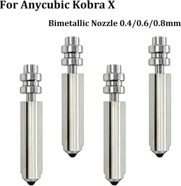Anycubic Bimetallische Quick Swap Hotend-Düsen aus gehärtetem Stahl für Kobra X Combo, Farbe: Silber, Durchmesser: 0,25 mm / 0,4 mm / 0,6 mm / 0,8 mm - Bild 1