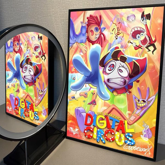 Vintage Poster Aufkleber The Amazing Digital Circus Retro Kraftpapier Wanddeko B: 60 cm, H: 90 cm, Mehrfarbig - Bild 1