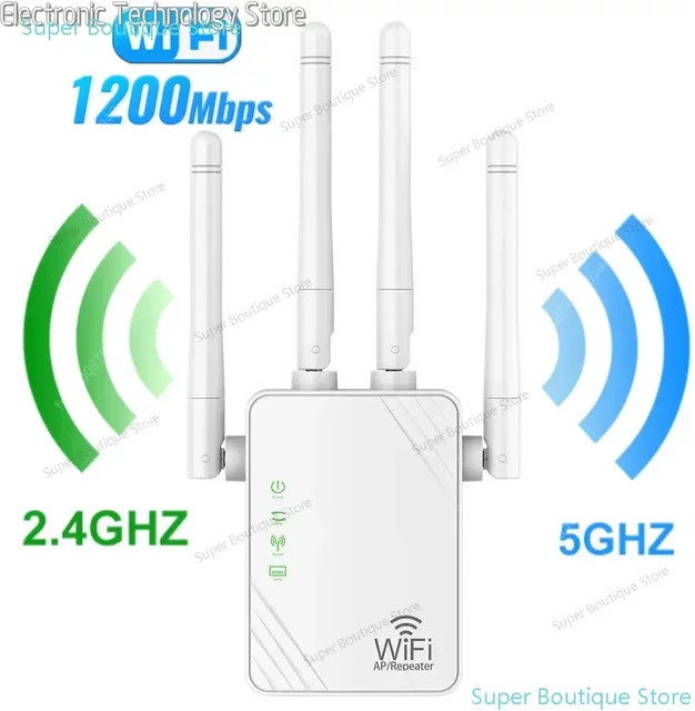 NUOYING WiFi Repeater Dual Band 5GHz 1200Mbps WLAN Verstärker in Weiß - Bild 1