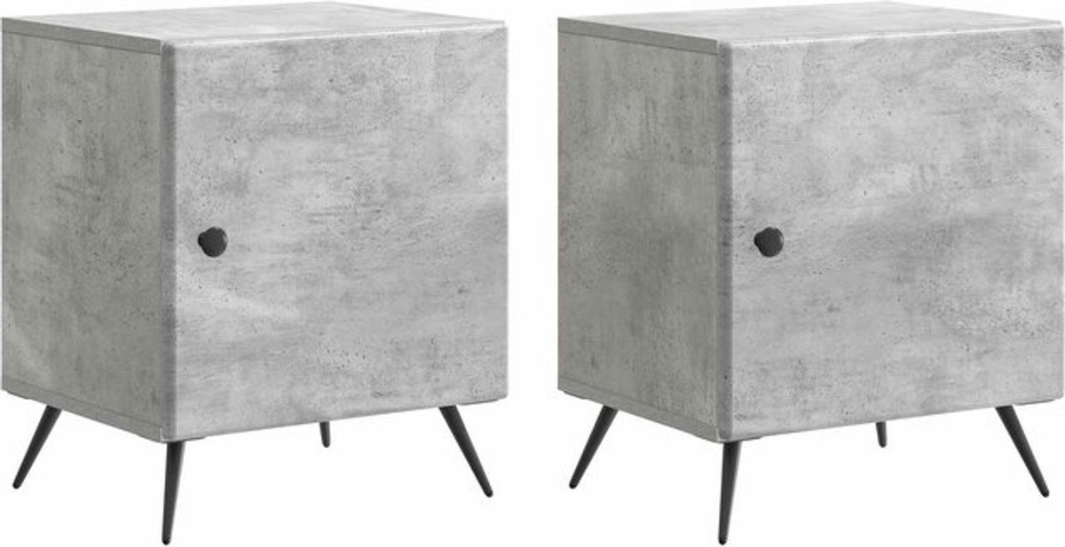 Set aus 2 Nachttischen vidaXL im Industrial Design, Farbe Grau, Holzwerkstoff, B/T/H: 43 x 34,5 x 50 cm - Bild 1