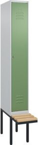 C+P Spind Classic PLUS Garderobenschrank mit Sitzbank, 1 Abteil, Zylinderschloss, 4 Garderobenhaken und mittiger Trennwand, B/T/H: 212,0 x 30,0 x 81,5 cm - Bild 1