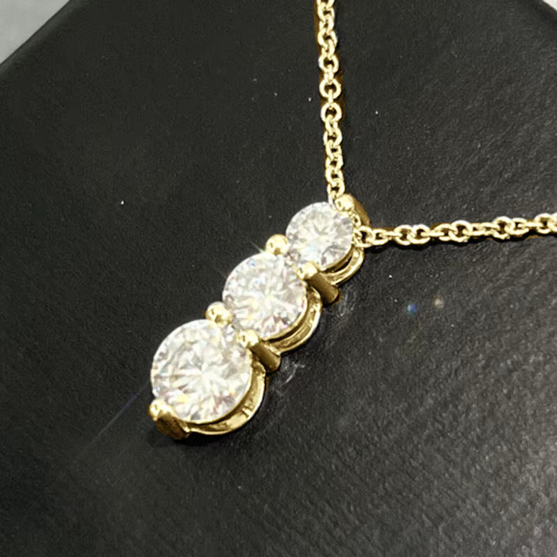 Rrjzz Halskette, Moissanit-Diamant, Damen, Gold - Bild 2