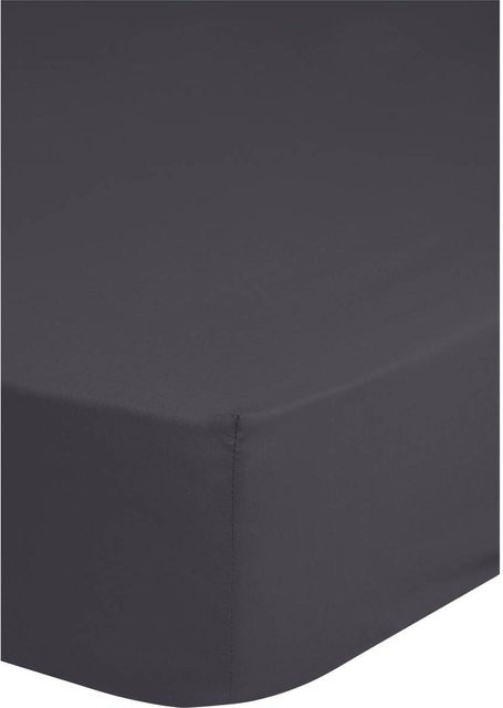 Mako-Satin Spannbetttuch aus Baumwolle in Anthrazit, B/T: 160 x 200 cm - Bild 1