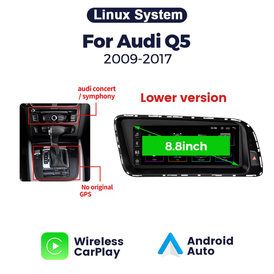 MEKEDE Linux-System-Autoradio für Audi Q5 8R Q5L 2008 - 2017 mit 8,8 Zoll Display, kabelloses CarPlay, Android Auto, GPS und Bluetooth in Schwarz - Bild 7