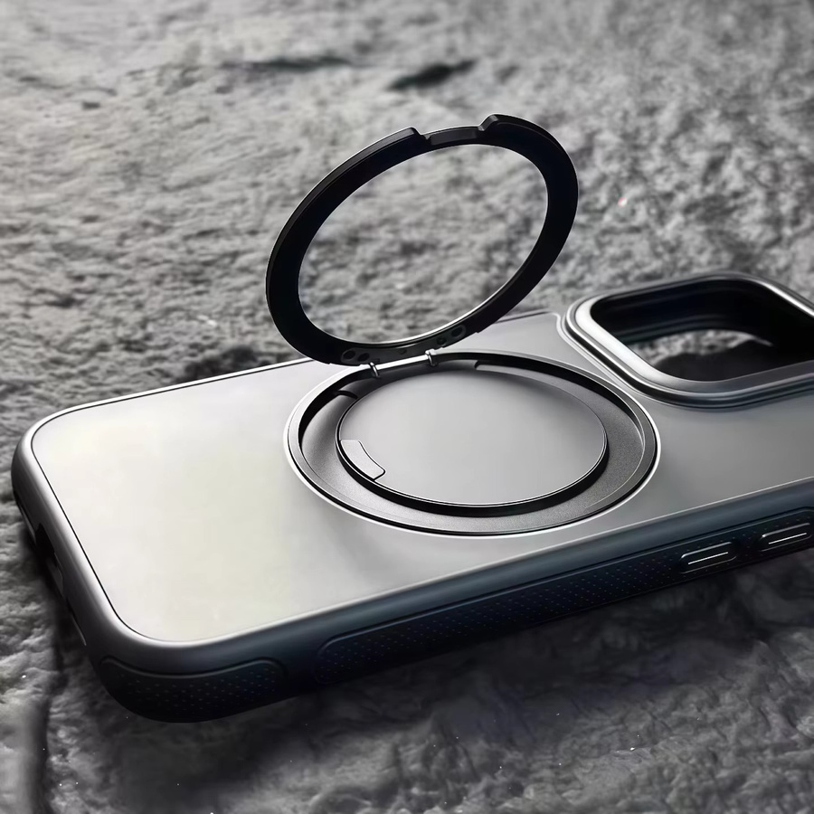 Magnetische Schutzhülle für Apple iPhone 17-Serie mit 360 Grad drehbarem Ständer und integrierten Knöpfen in Transparent - Bild 6