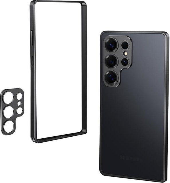 Stoßfeste Handyhülle aus Aluminiumlegierung mit Linsenschutz für Samsung Galaxy S23 S24 S25 Ultra Plus in Schwarz - Bild 1