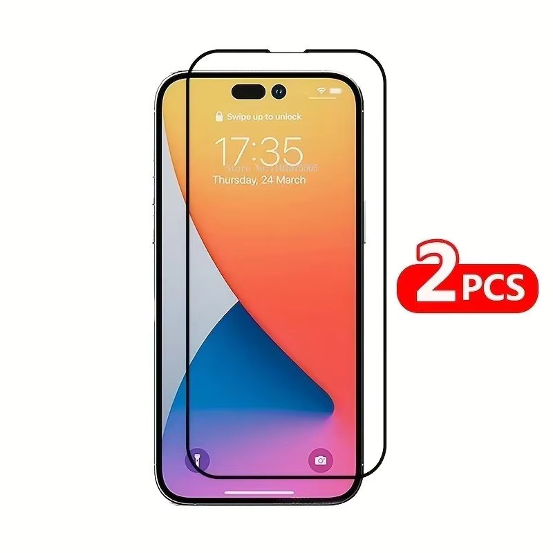2er-Set ONEVAN Vollflächige Schutzglas-Displayschutzfolien für iPhone, Transparent - Bild 2