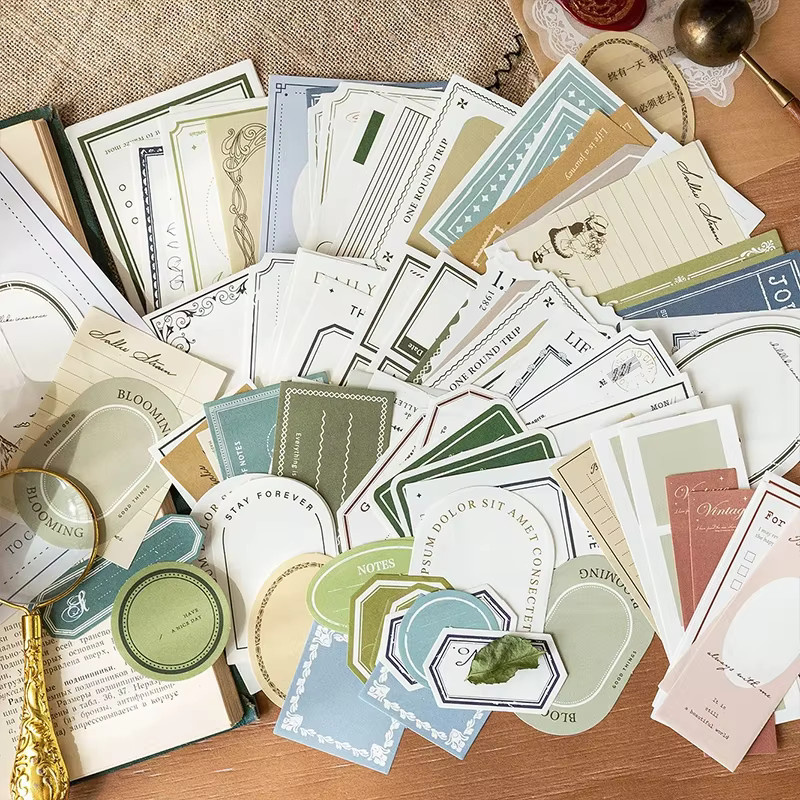 Journamm Vintage Memo Papier Set für Scrapbooking und Junk Journal, 100 Teile, Mehrfarbig - Bild 2