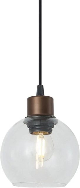 QAZQA Iconic Lava Moderne Pendelleuchte in Bronze mit Klarglas für 1-Phasen-Schienensysteme, E27, Kugelförmig - Bild 1