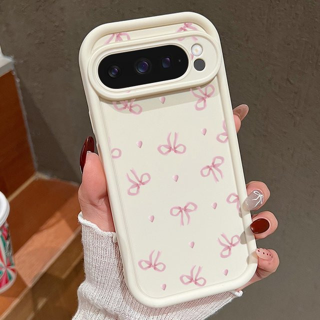 Stoßfeste TPU-Schutzhülle mit rosa Schleifen-Print für Google Pixel 10, 9 Pro XL, 8 Pro, 9A, 8A und 7A - Bild 1