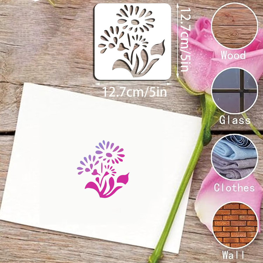 Bview Art 12er Set Blumen-Spitzen-Malschablonen als Zeichenvorlage für Bullet Journal und Wandkunst, wiederverwendbare DIY Bastelschablone - Bild 2