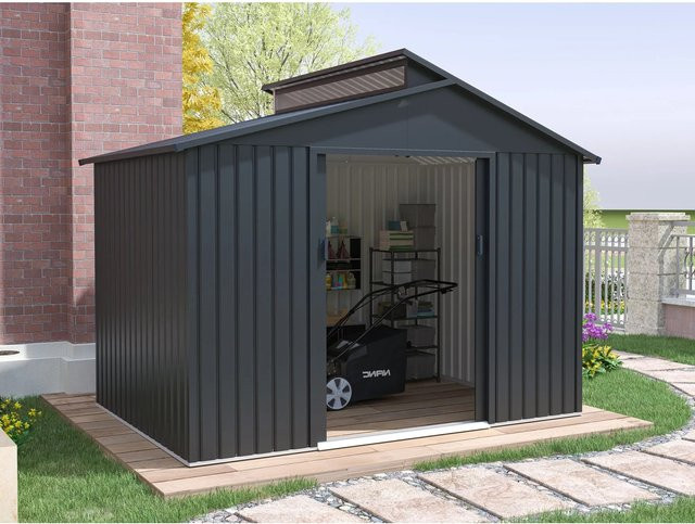 Starline Metall Gerätehaus Modell Viva in Anthrazit mit Schiebetür und Fenster, 5,44 m² - Bild 1