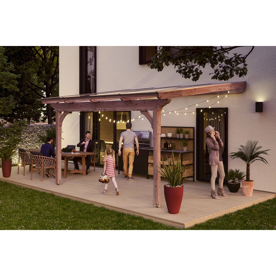 Skan Holz Terrassenüberdachung Ravenna braun mit Polycarbonat-Dach B/T: 434 x 300 cm - Bild 2