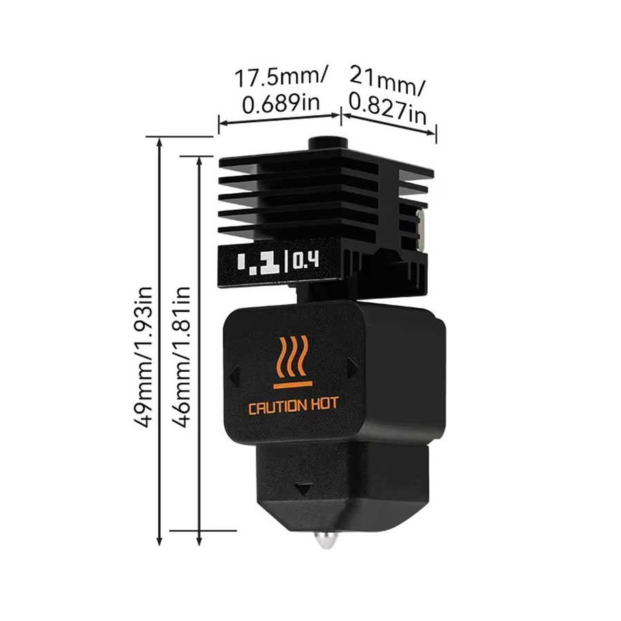 H2S Hotend für Bambu Lab H2D Druckkopf mit nicht abnehmbarer gehärteter Stahldüse für Bambu H2C, P2S, A1 und A1 mini (0,2mm, 0,4mm, 0,6mm, 0,8mm) - Bild 6