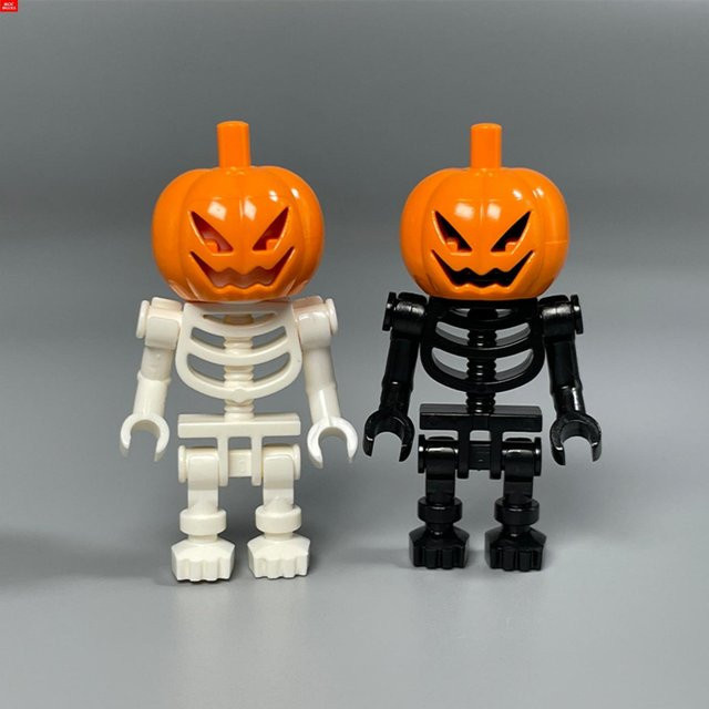 Yiran toy MOC Bausteine Kürbis Skelett Totenkopf Actionfigur Schwarz weiß - Bild 1